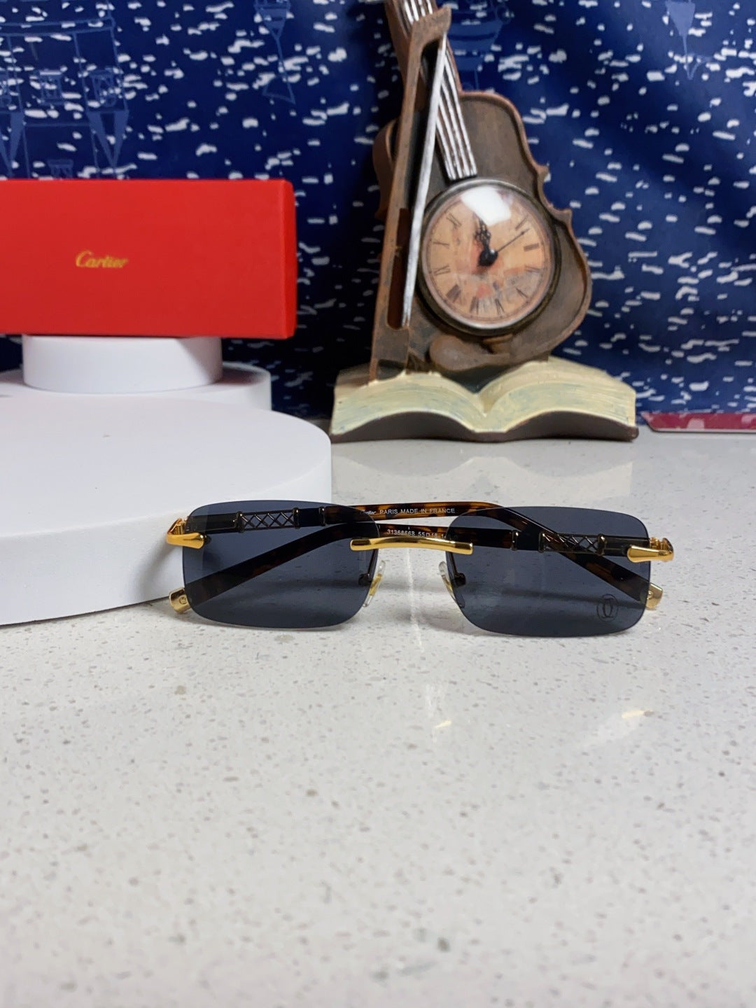 Cartier Lightweight Rimless Black Lens Sunglasses for Men & Women - 382740 - detail image 8