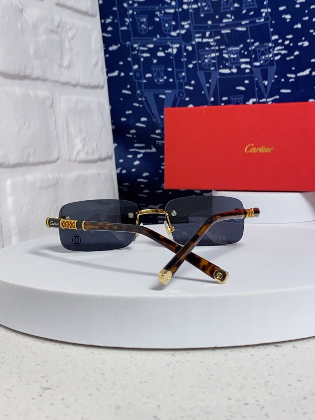 Cartier Lightweight Rimless Black Lens Sunglasses for Men & Women - 382740 - detail image 2