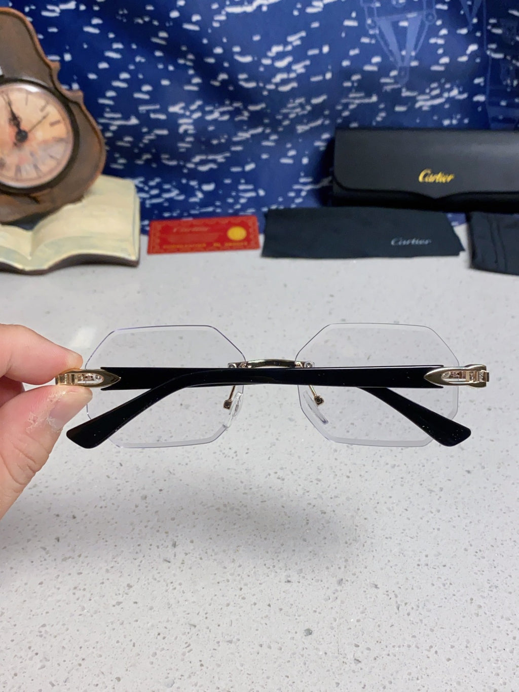 Cartier Lightweight Rimless Silver Lens Sunglasses for Men & Women - 382859 - detail image 5