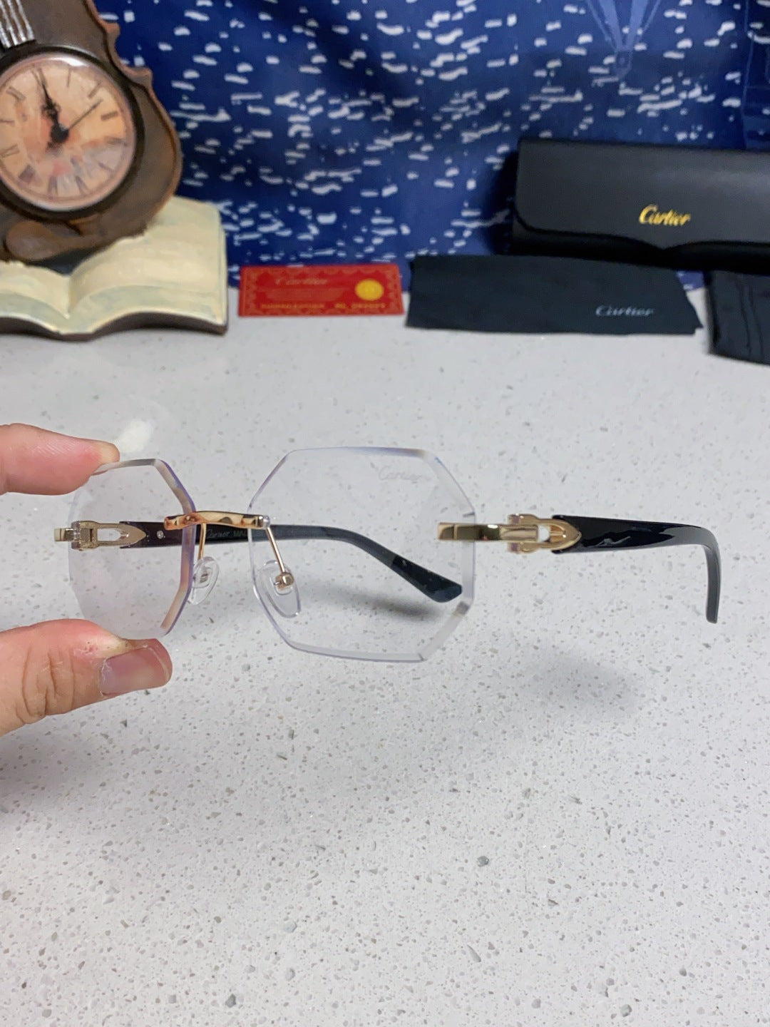 Cartier Lightweight Rimless Silver Lens Sunglasses for Men & Women - 382859 - detail image 6