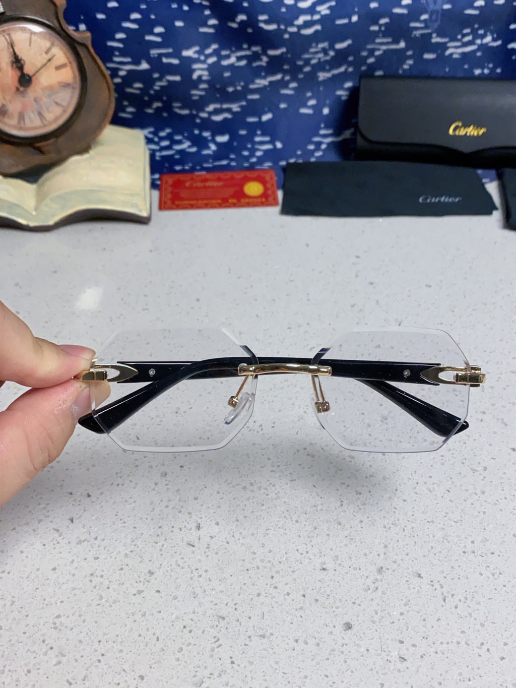 Cartier Lightweight Rimless Silver Lens Sunglasses for Men & Women - 382859 - detail image 4