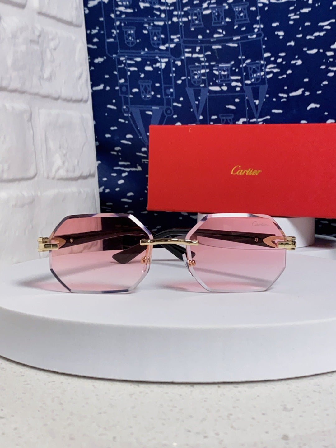 Cartier Lightweight Rimless Red Lens Sunglasses for Men & Women - 382860 - detail image 2