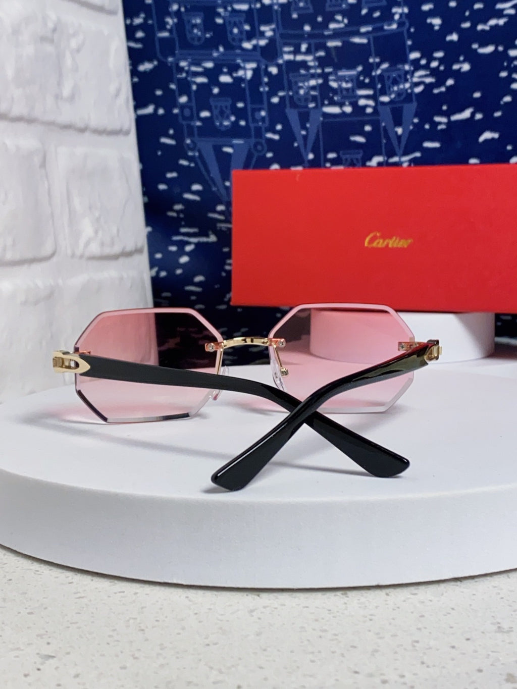 Cartier Lightweight Rimless Red Lens Sunglasses for Men & Women - 382860 - detail image 3