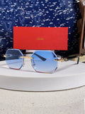 Cartier Lightweight Rimless Blue Lens Sunglasses for Men & Women - 382862
