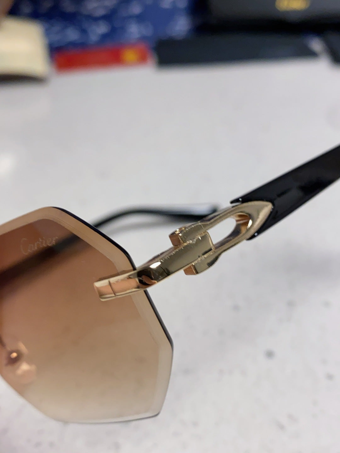 Cartier Lightweight Rimless Brown Lens Sunglasses for Men & Women - 382734 - detail image 6