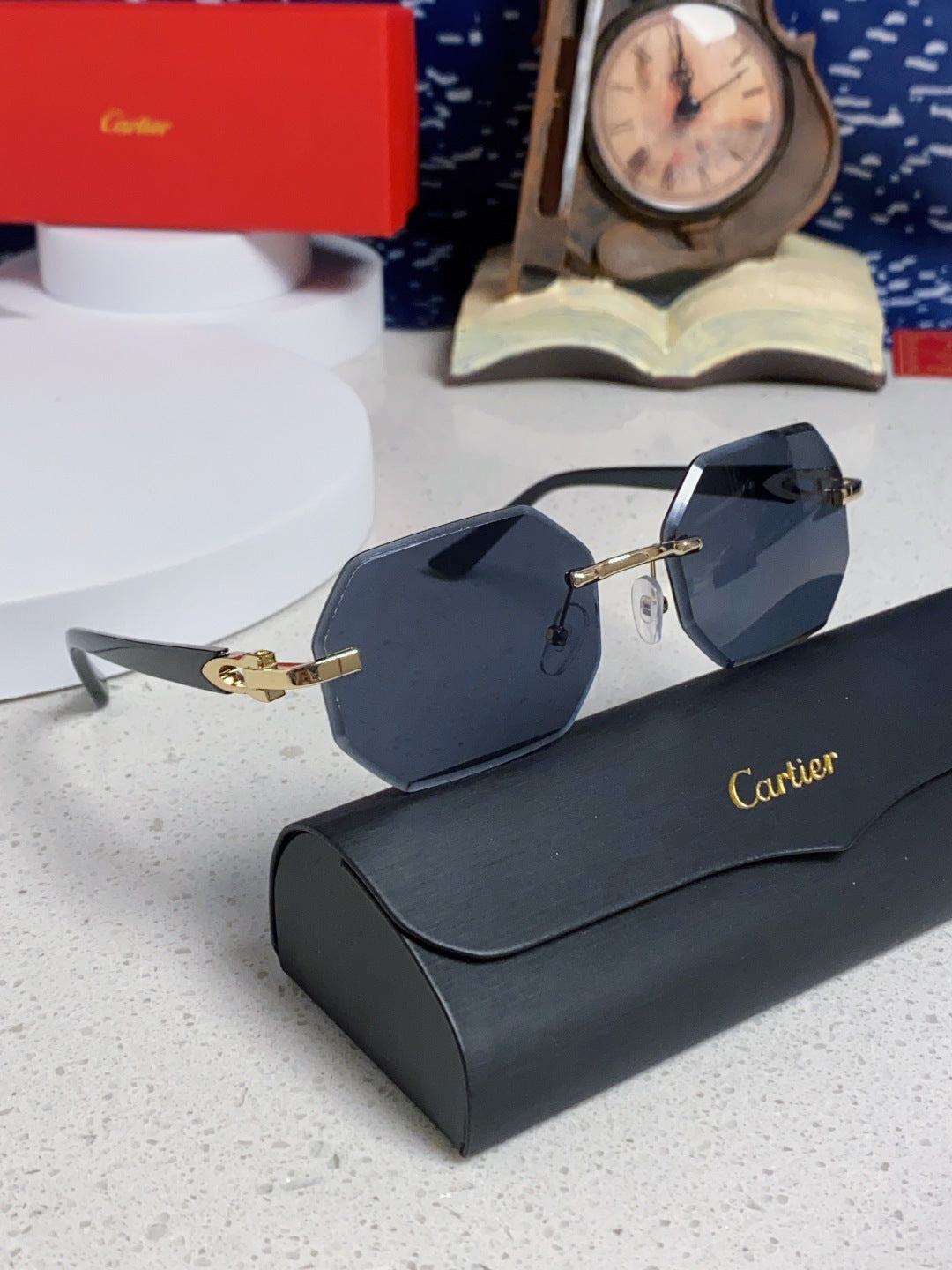 Cartier Lightweight Rimless Black Lens Sunglasses for Men & Women - 382736 - detail image 10