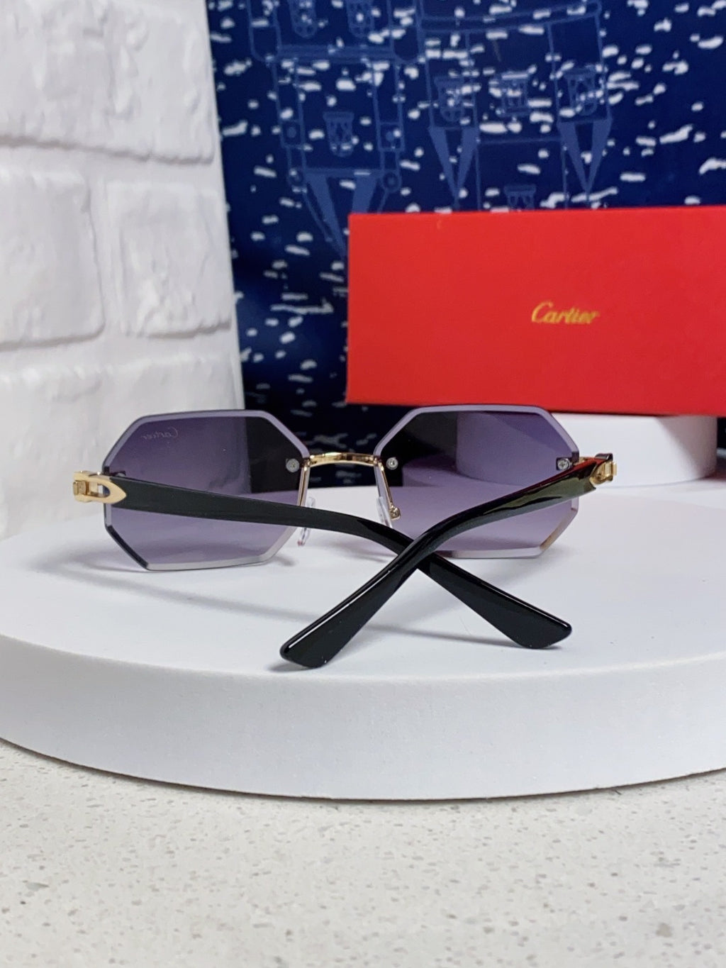 Cartier Lightweight Rimless Red Lens Sunglasses for Men & Women - 382735 - detail image 3