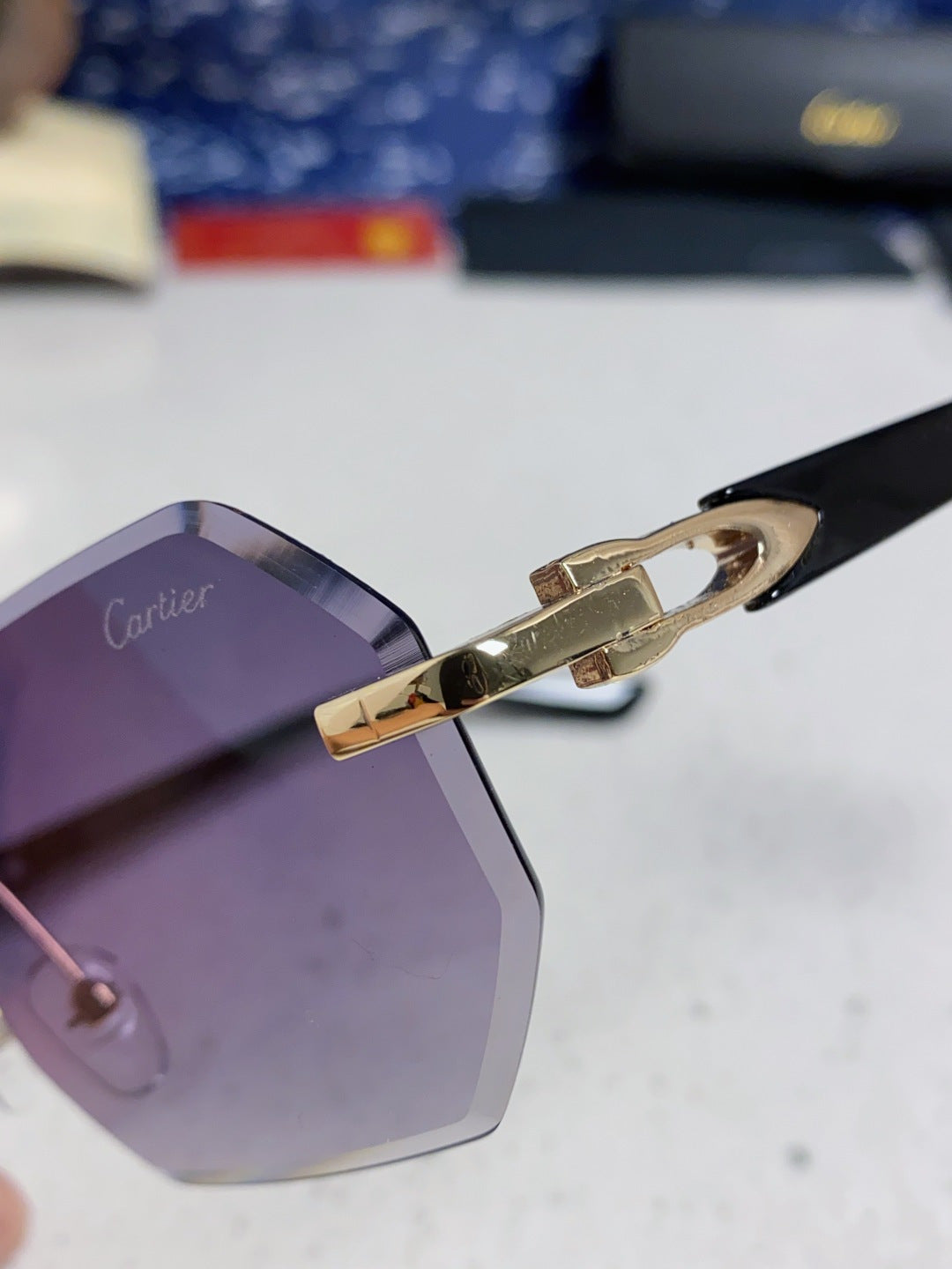 Cartier Lightweight Rimless Red Lens Sunglasses for Men & Women - 382735 - detail image 7