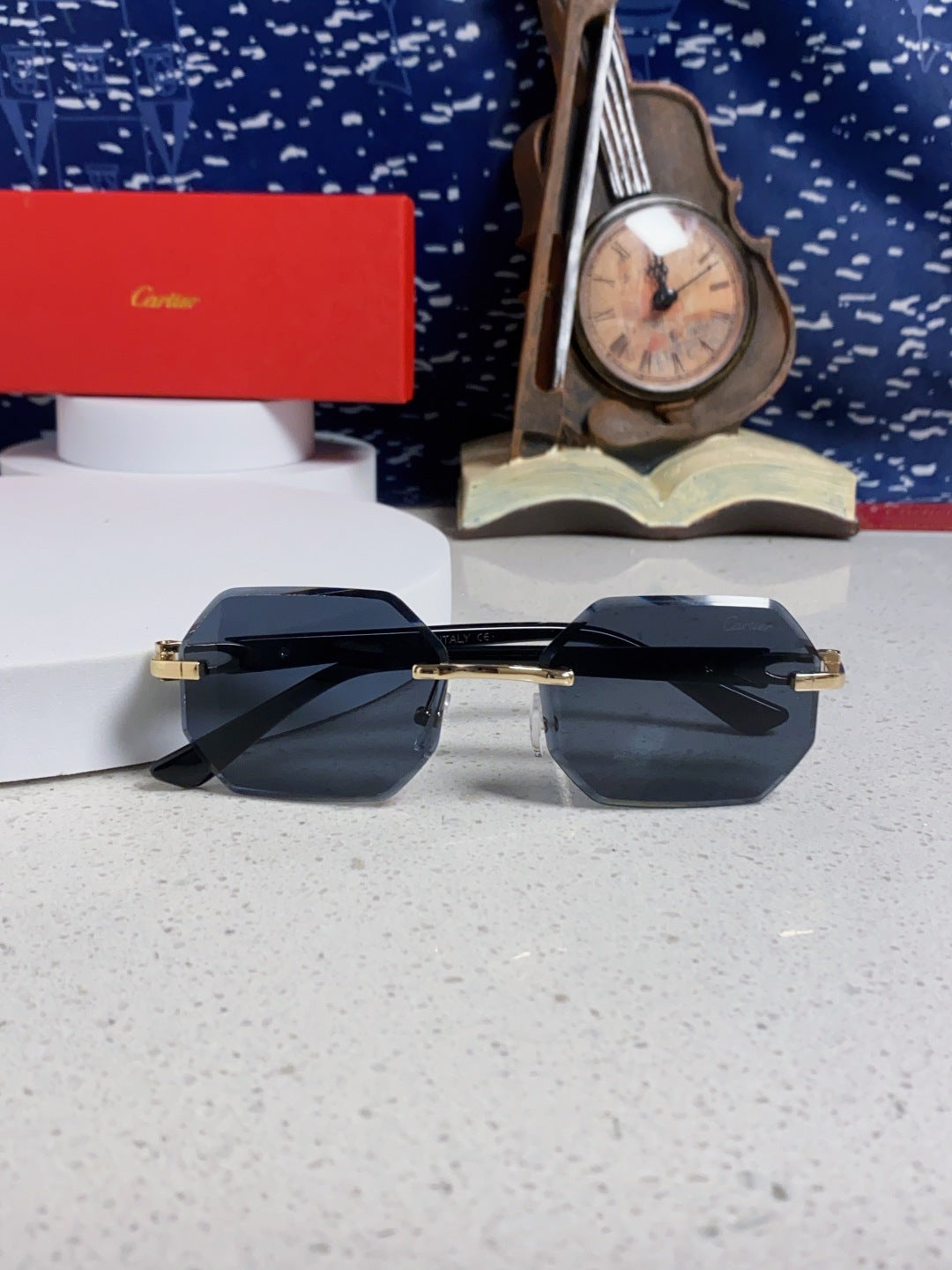 Cartier Lightweight Rimless Black Lens Sunglasses for Men & Women - 382736 - detail image 9