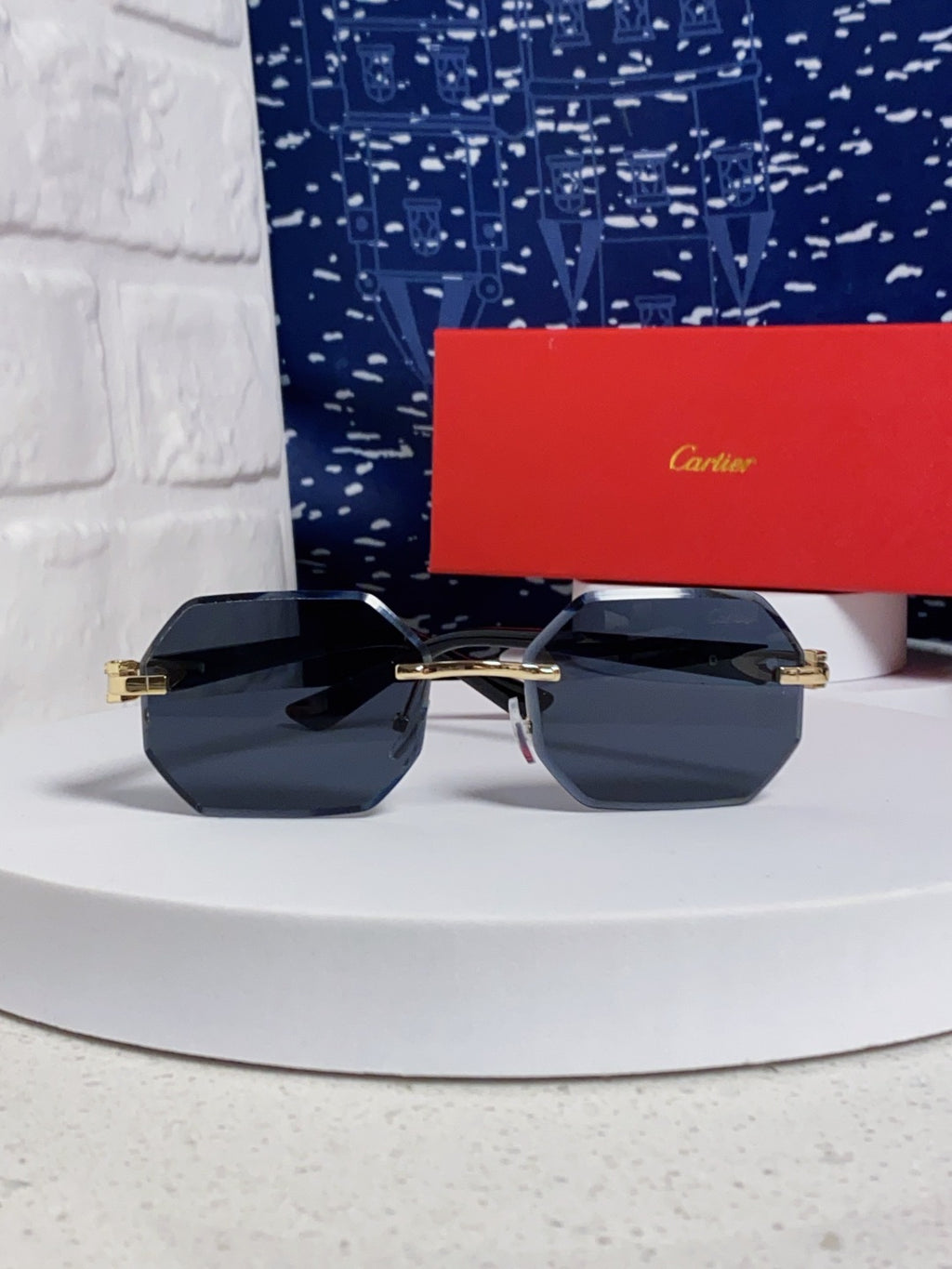 Cartier Lightweight Rimless Black Lens Sunglasses for Men & Women - 382736 - detail image 2