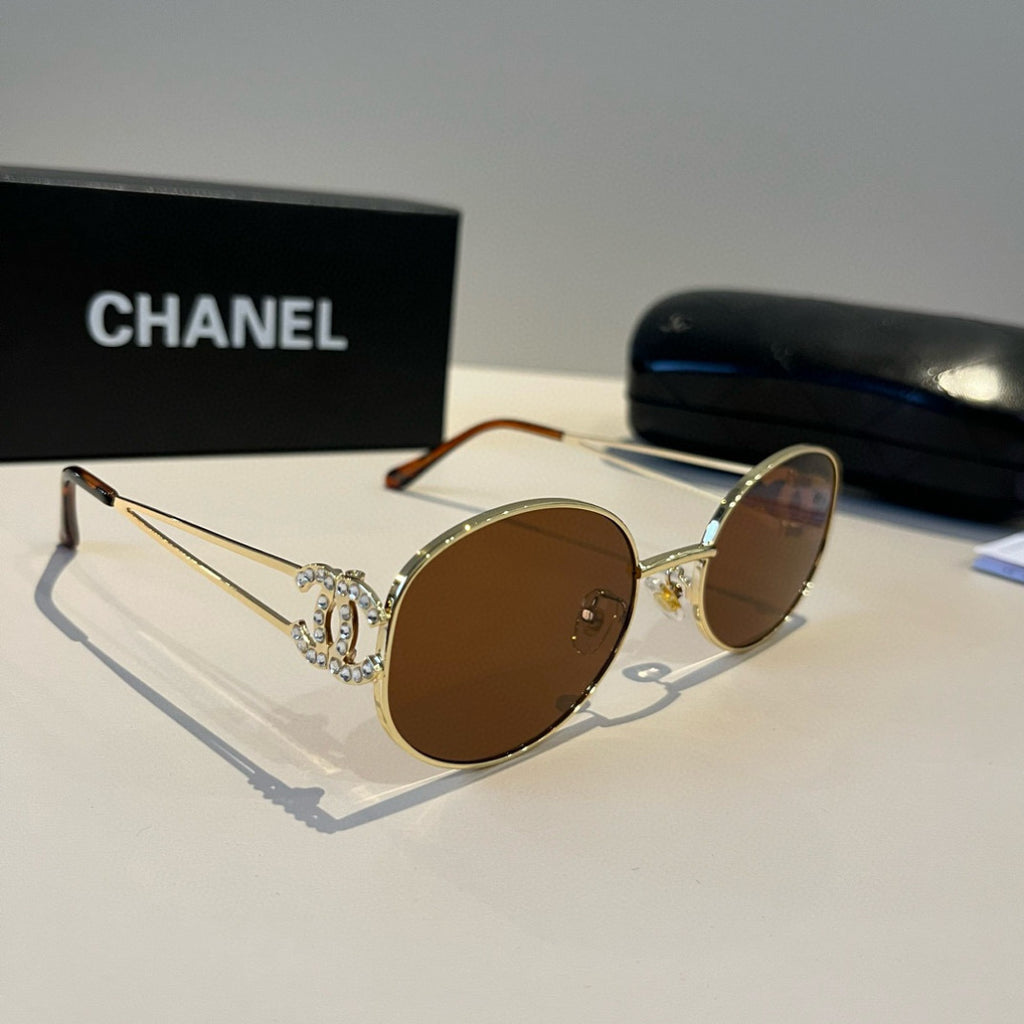 Chanel Metal Fashion Brown Lens Sunglasses for Men & Women - 866992
