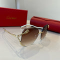 Cartier Lightweight Metal Rimless Brown Lens Sunglasses for Men & Wom - 358494