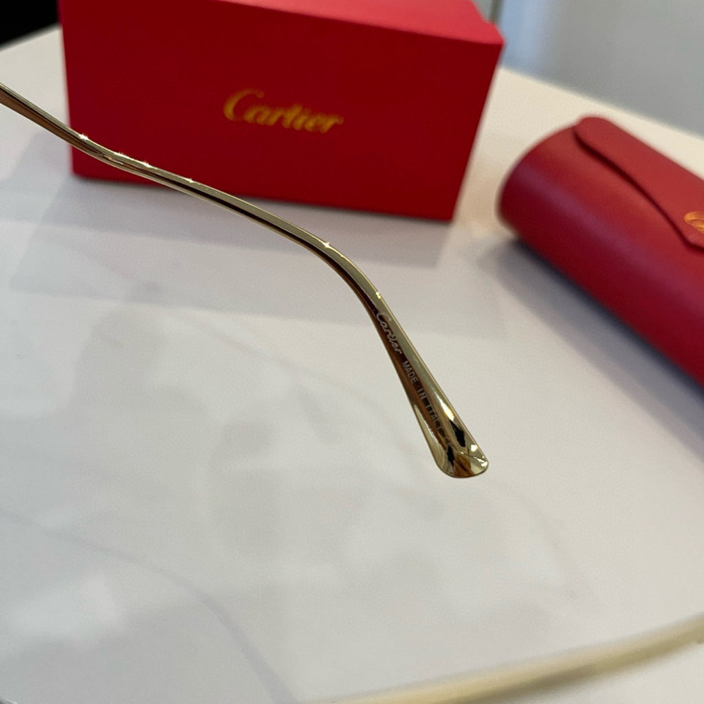 Cartier Lightweight Metal Rimless Brown Lens Sunglasses for Men & Wom - 372184 - detail image 7