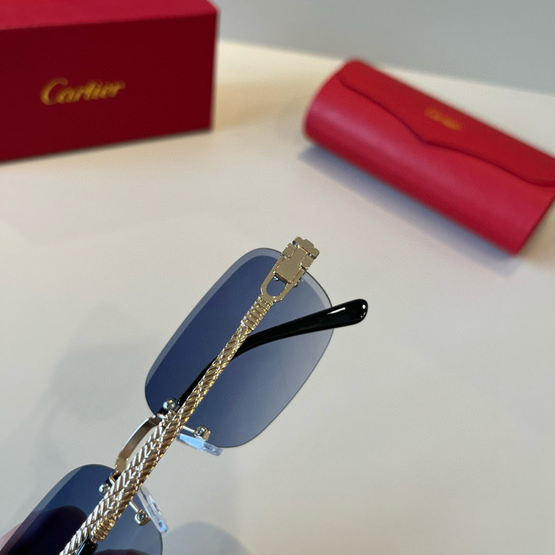 Cartier Lightweight Metal Rimless Silver Lens Sunglasses for Men & Wo - 487336 - detail image 7