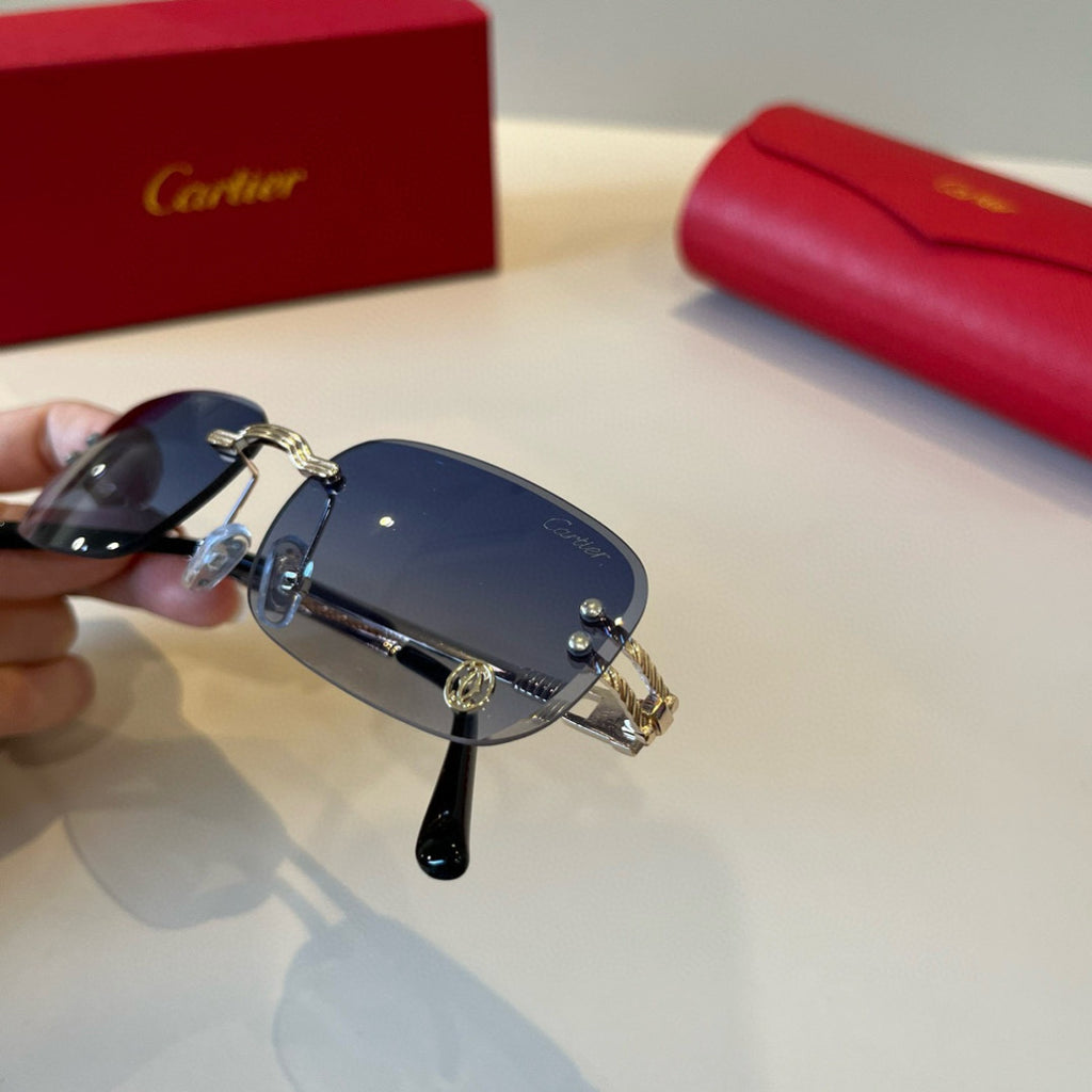Cartier Lightweight Metal Rimless Silver Lens Sunglasses for Men & Wo - 487336 - detail image 8