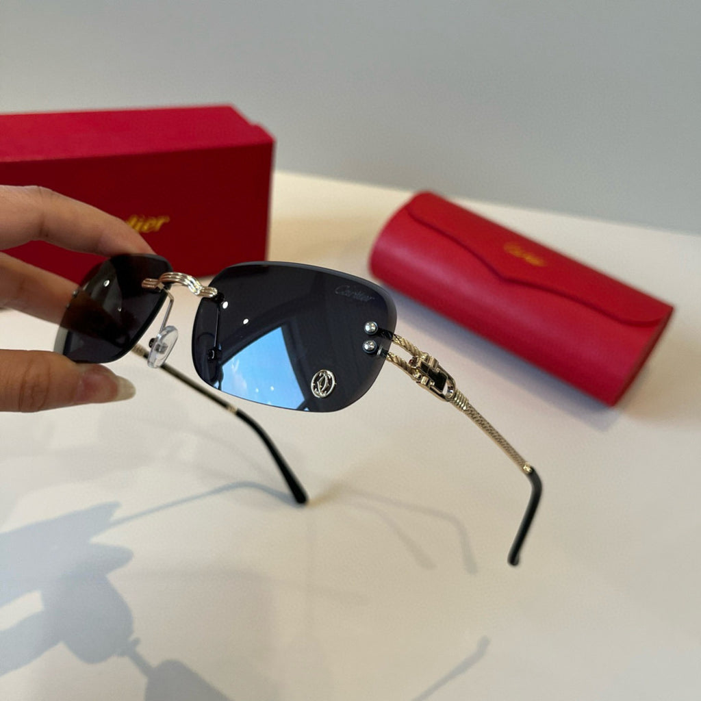 Cartier Lightweight Metal Rimless Silver Lens Sunglasses for Men & Wo - 487337 - detail image 3