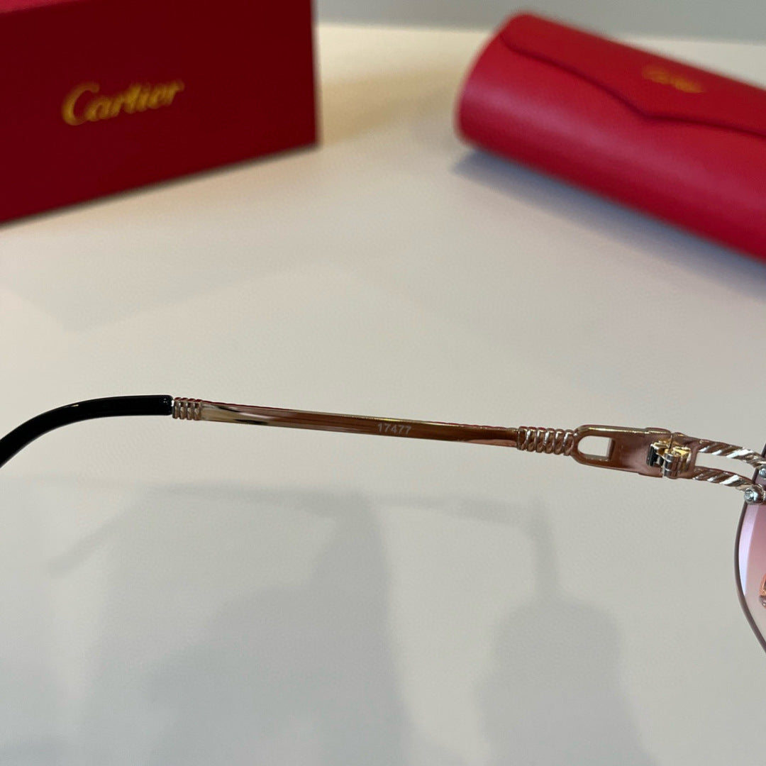 Cartier Lightweight Metal Rimless Silver Lens Sunglasses for Men & Wo - 487338 - detail image 5
