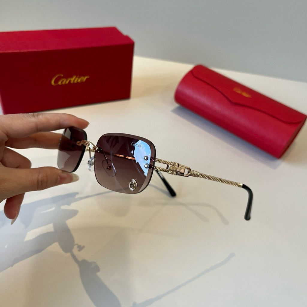 Cartier Lightweight Metal Rimless Red Lens Sunglasses for Men & Women - 487339 - detail image 8