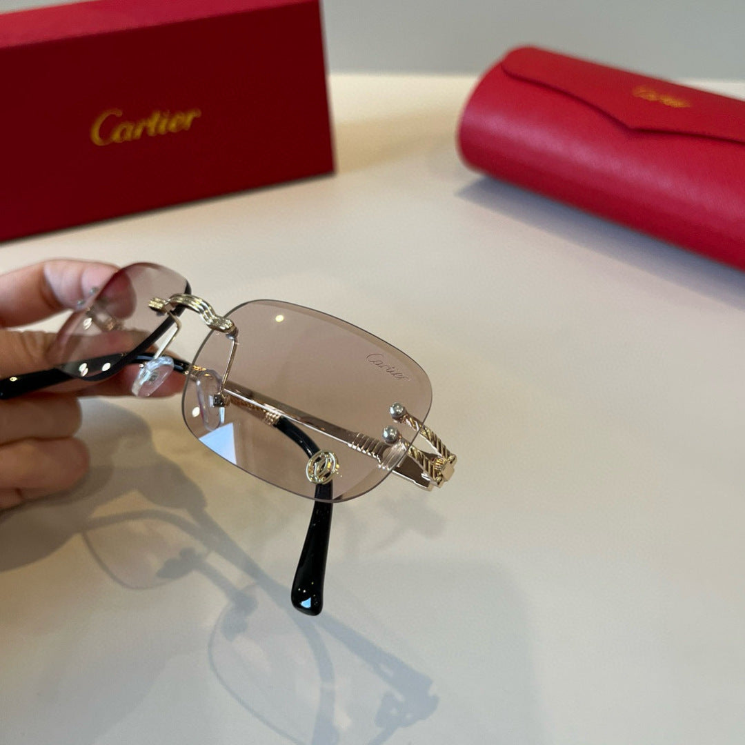 Cartier Lightweight Metal Rimless Silver Lens Sunglasses for Men & Wo - 935056 - detail image 9