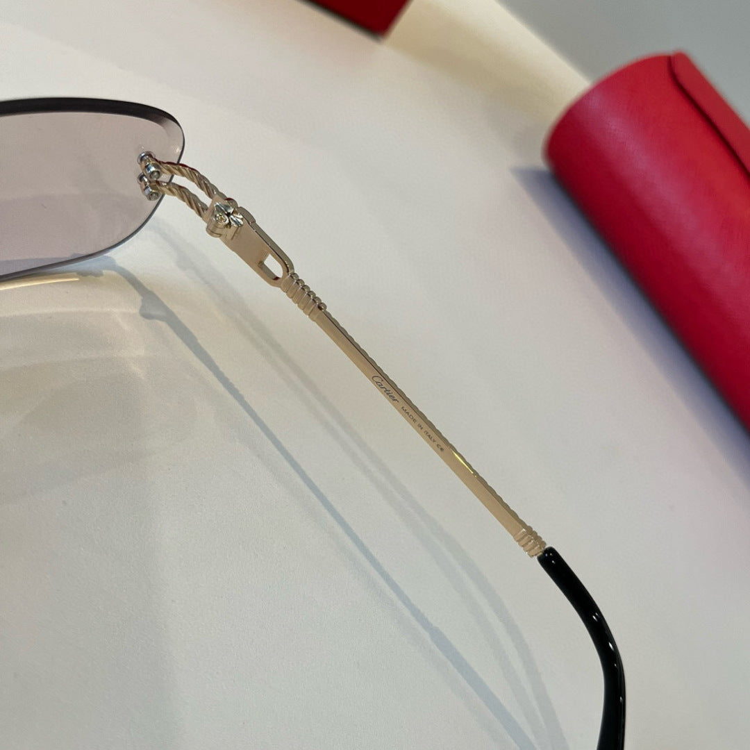 Cartier Lightweight Metal Rimless Silver Lens Sunglasses for Men & Wo - 935056 - detail image 5