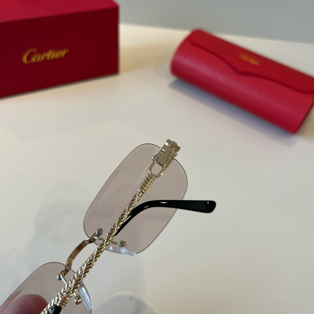 Cartier Lightweight Metal Rimless Silver Lens Sunglasses for Men & Wo - 935056 - detail image 8