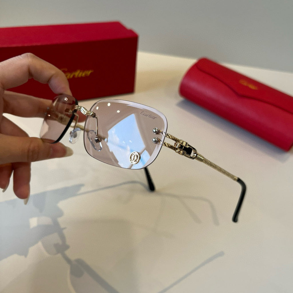 Cartier Lightweight Metal Rimless Silver Lens Sunglasses for Men & Wo - 935056 - detail image 4