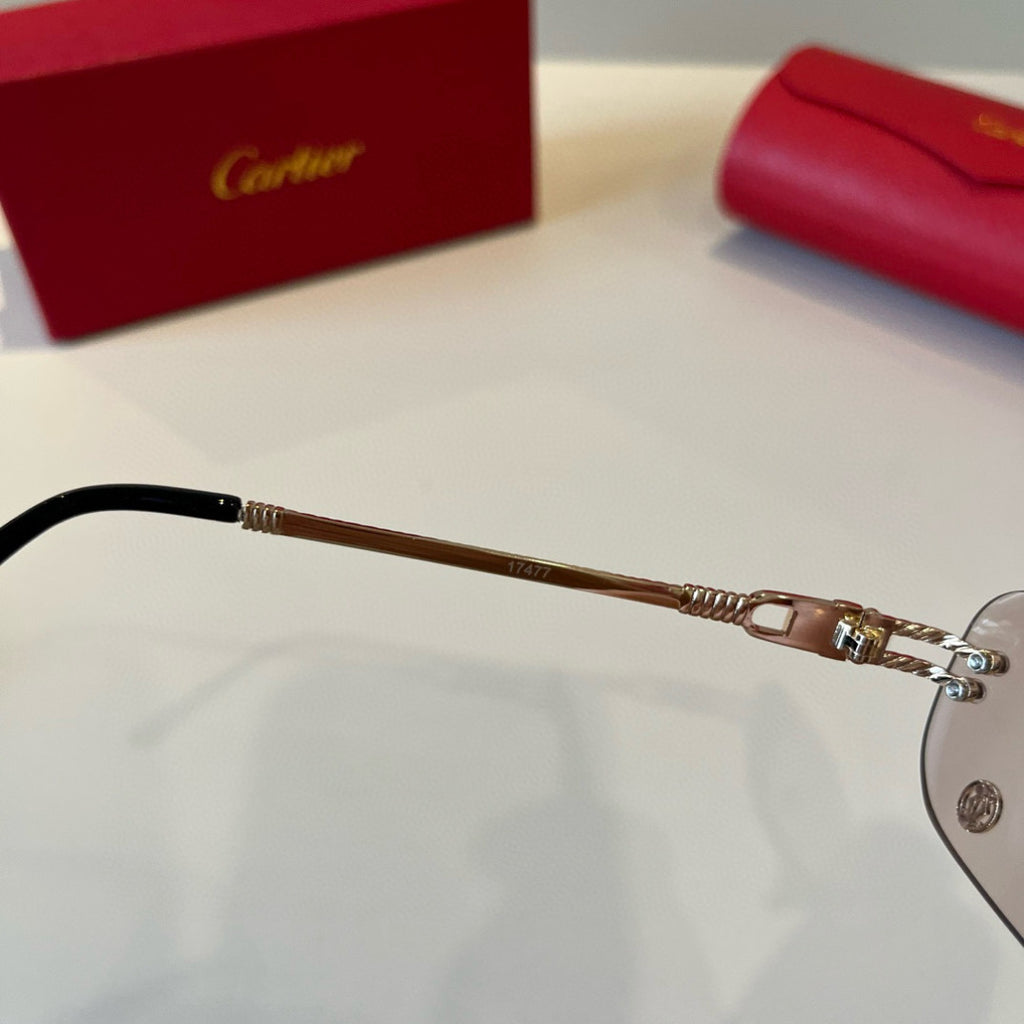 Cartier Lightweight Metal Rimless Silver Lens Sunglasses for Men & Wo - 935056 - detail image 6