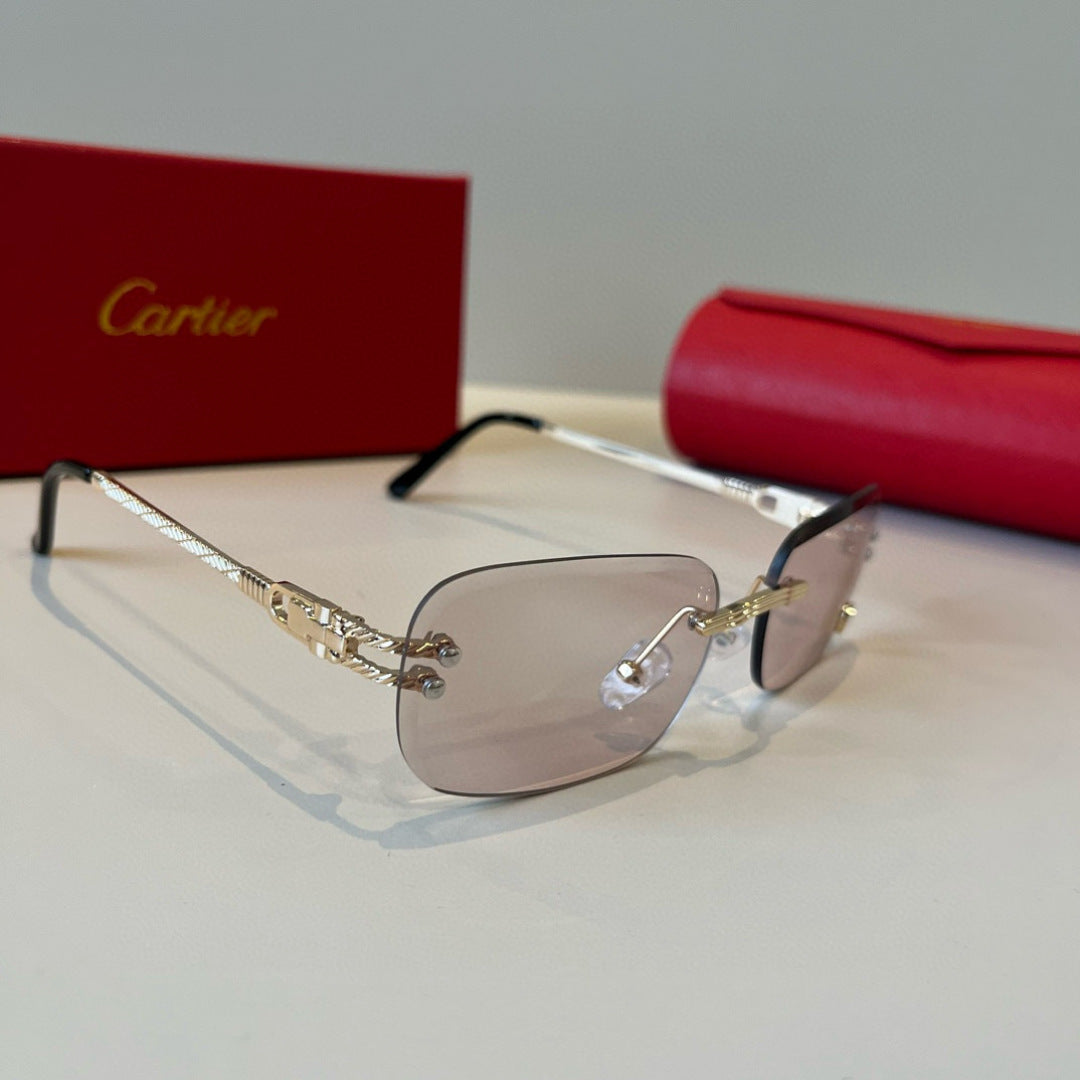 Cartier Lightweight Metal Rimless Silver Lens Sunglasses for Men & Wo - 935056