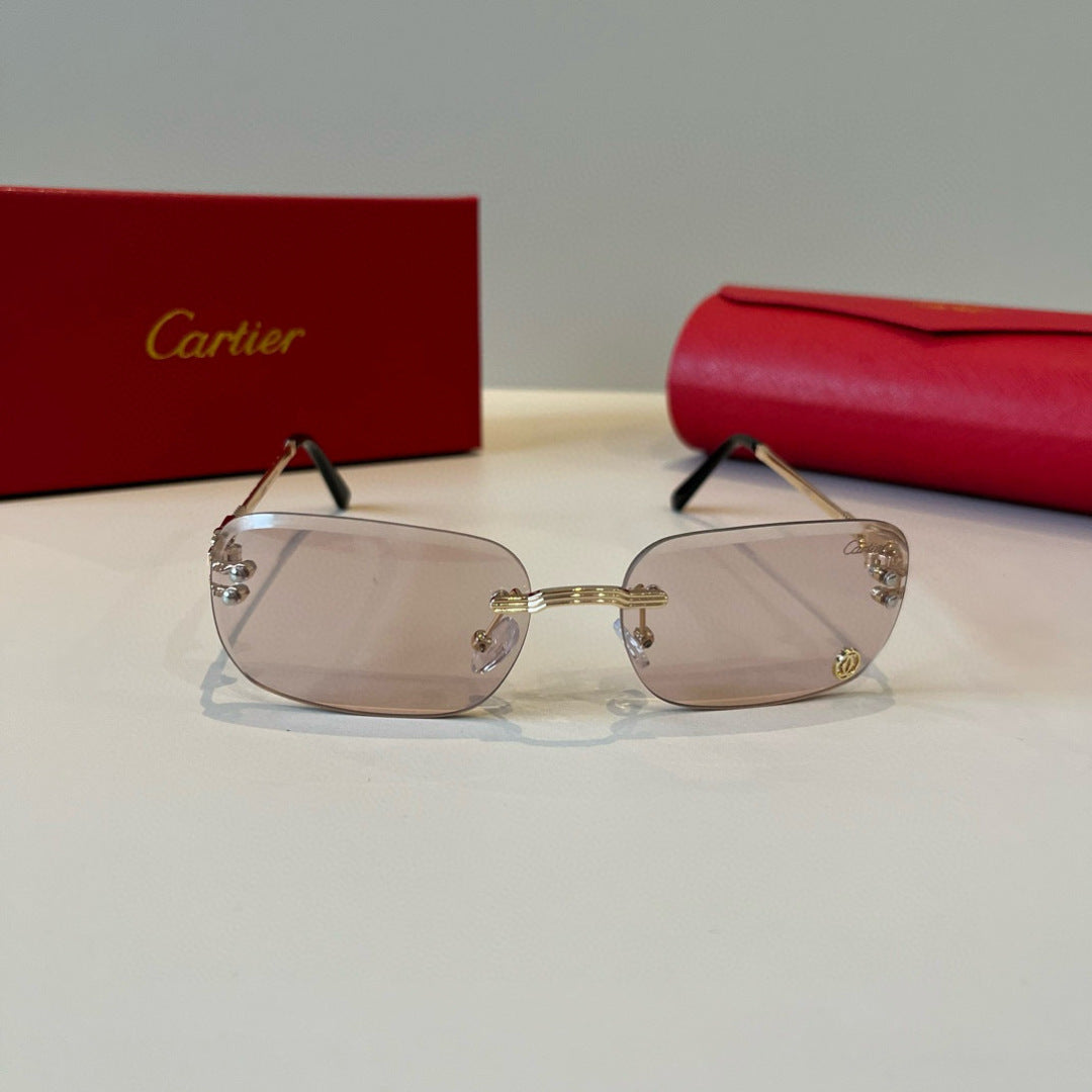 Cartier Lightweight Metal Rimless Silver Lens Sunglasses for Men & Wo - 935056 - detail image 2