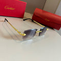 Cartier Lightweight Metal Rimless Silver Lens Sunglasses for Men & Wo - 358486