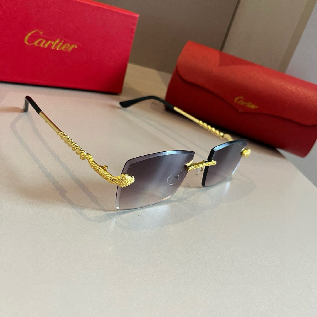 Cartier Lightweight Metal Rimless Silver Lens Sunglasses for Men & Wo - 358486