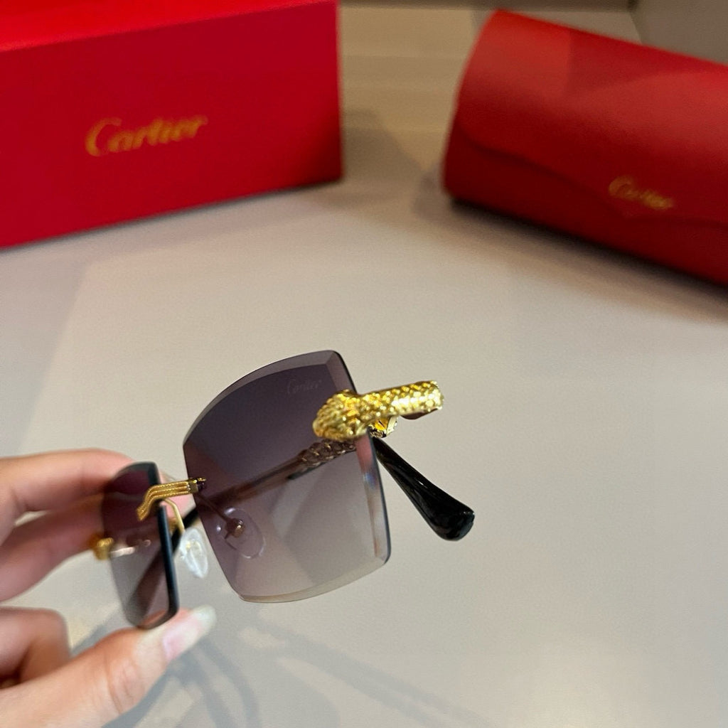 Cartier Lightweight Metal Rimless Silver Lens Sunglasses for Men & Wo - 358486 - detail image 6