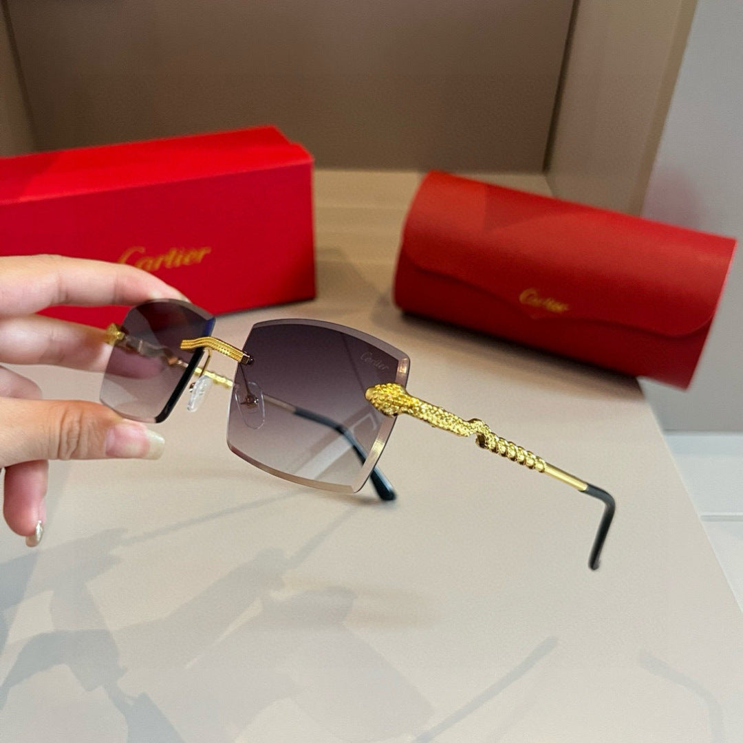 Cartier Lightweight Metal Rimless Silver Lens Sunglasses for Men & Wo - 358486 - detail image 4