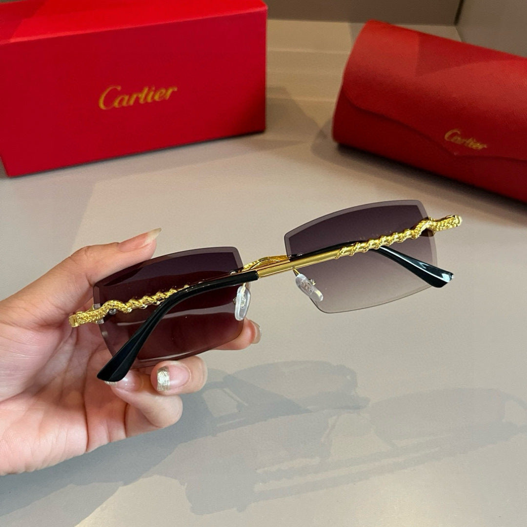 Cartier Lightweight Metal Rimless Silver Lens Sunglasses for Men & Wo - 358486 - detail image 7