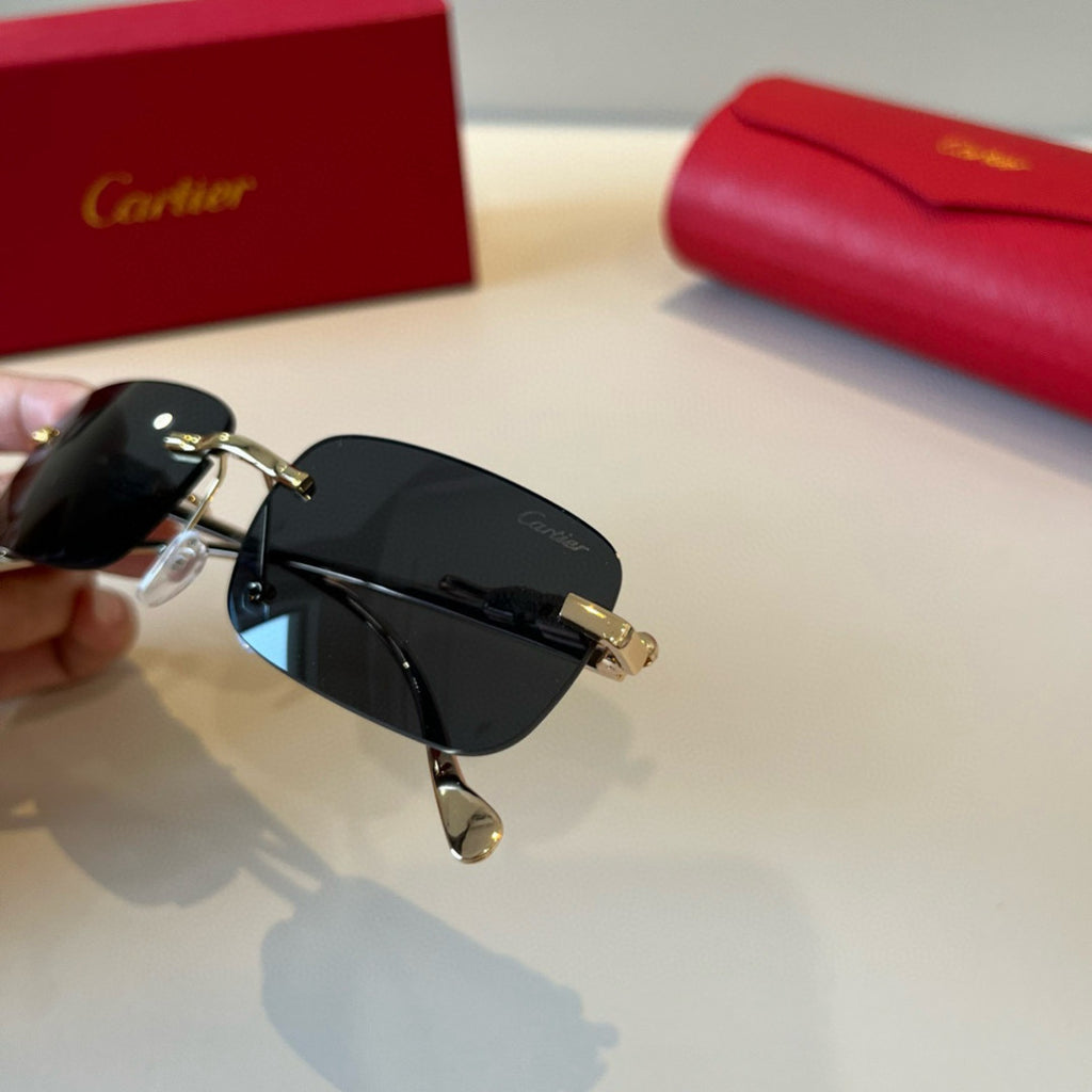 Cartier Lightweight Metal Rimless Silver Lens Sunglasses for Men & Wo - 358483 - detail image 7