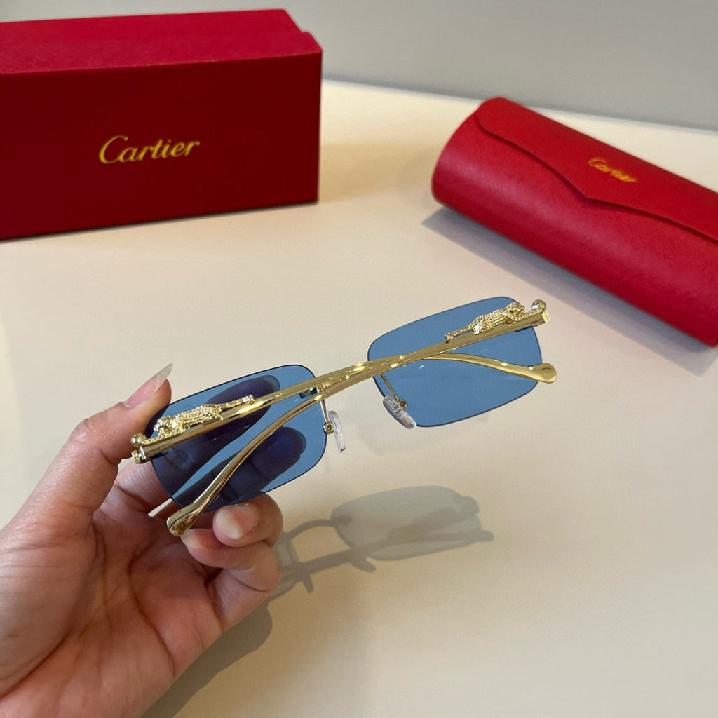 Cartier Lightweight Metal Rimless Gold Lens Sunglasses for Men & Wome - 358484 - detail image 4