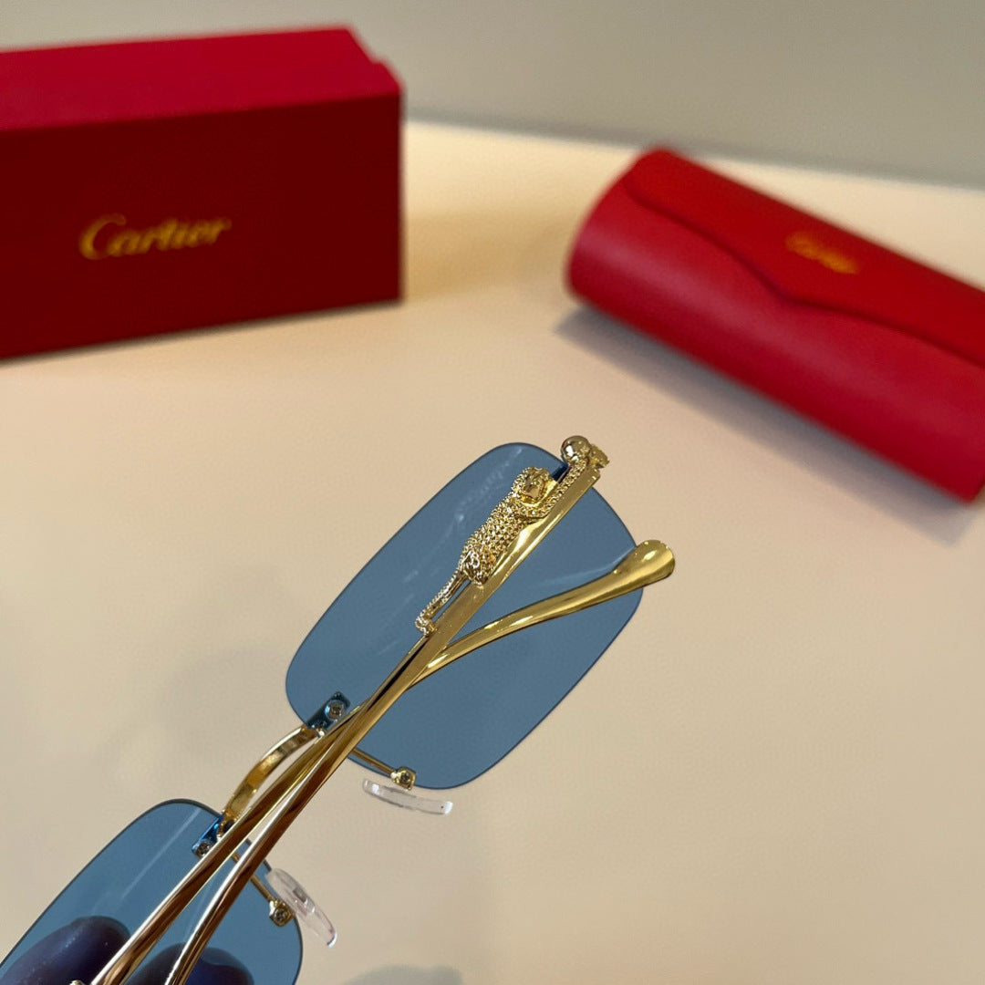 Cartier Lightweight Metal Rimless Gold Lens Sunglasses for Men & Wome - 358484 - detail image 6
