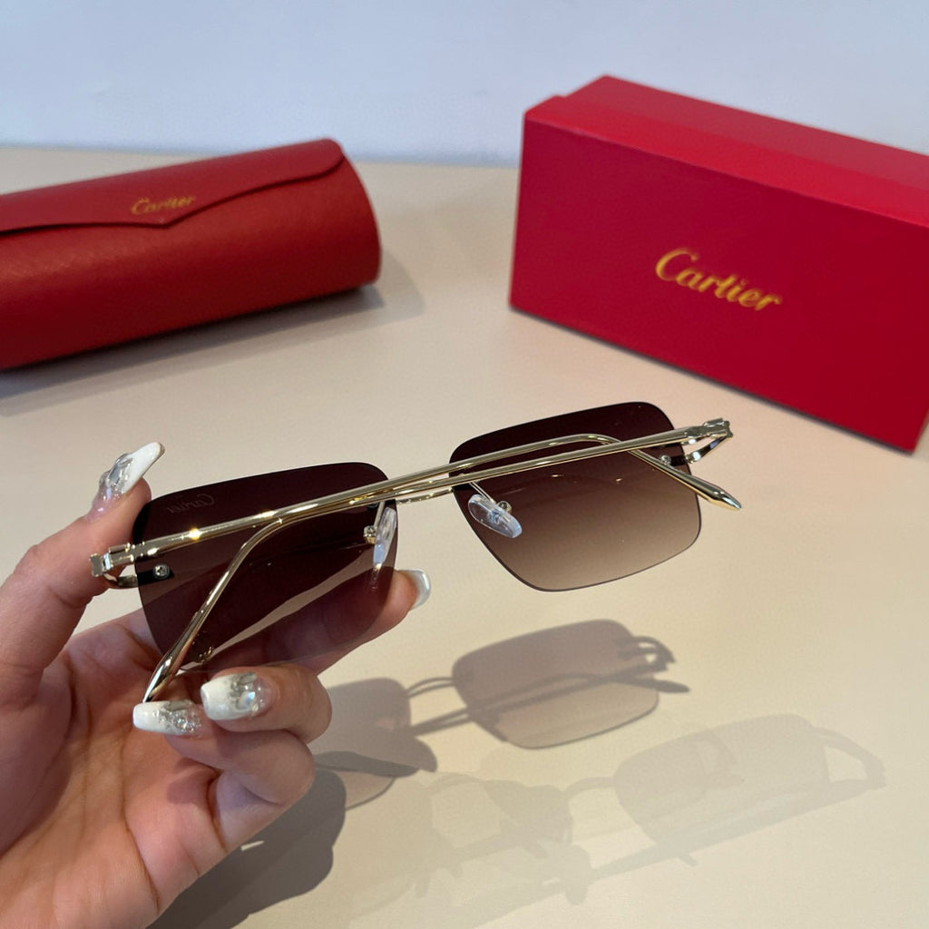 Cartier Lightweight Metal Rimless Red Lens Sunglasses for Men & Women - 935075 - detail image 7