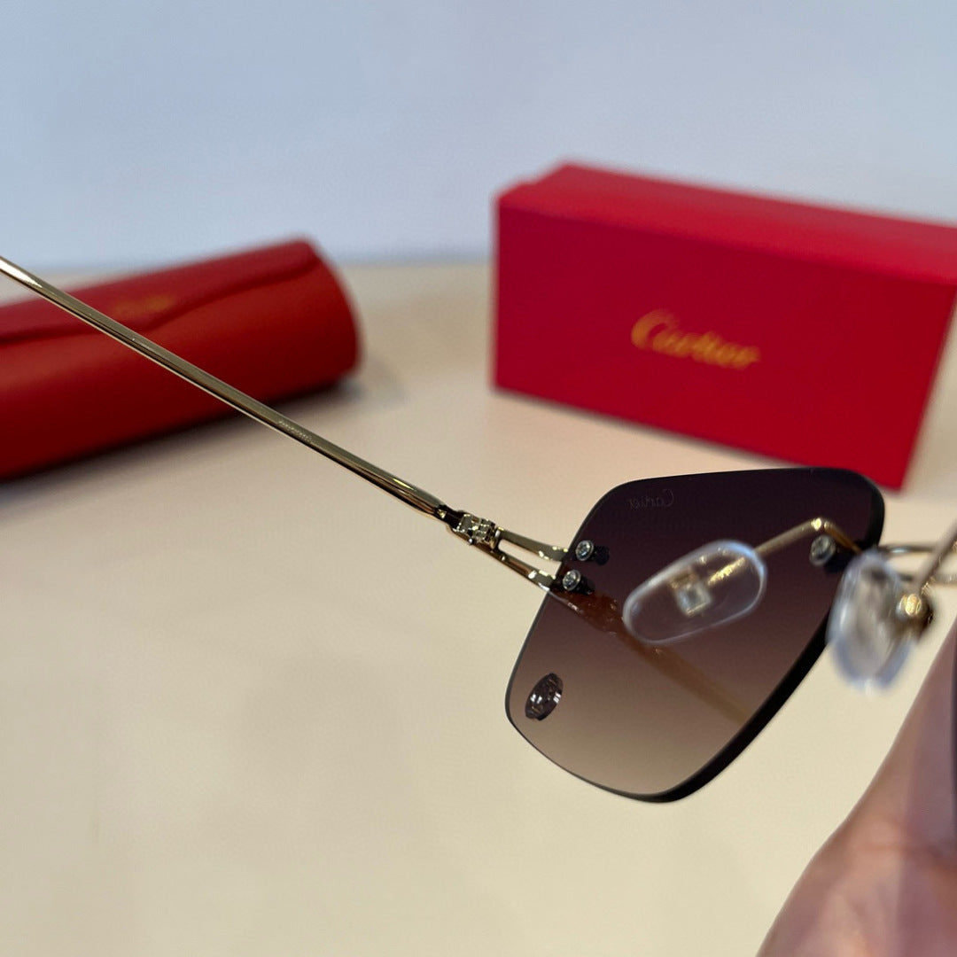 Cartier Lightweight Metal Rimless Red Lens Sunglasses for Men & Women - 935075 - detail image 8