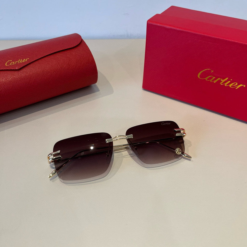 Cartier Lightweight Metal Rimless Red Lens Sunglasses for Men & Women - 935075 - detail image 5