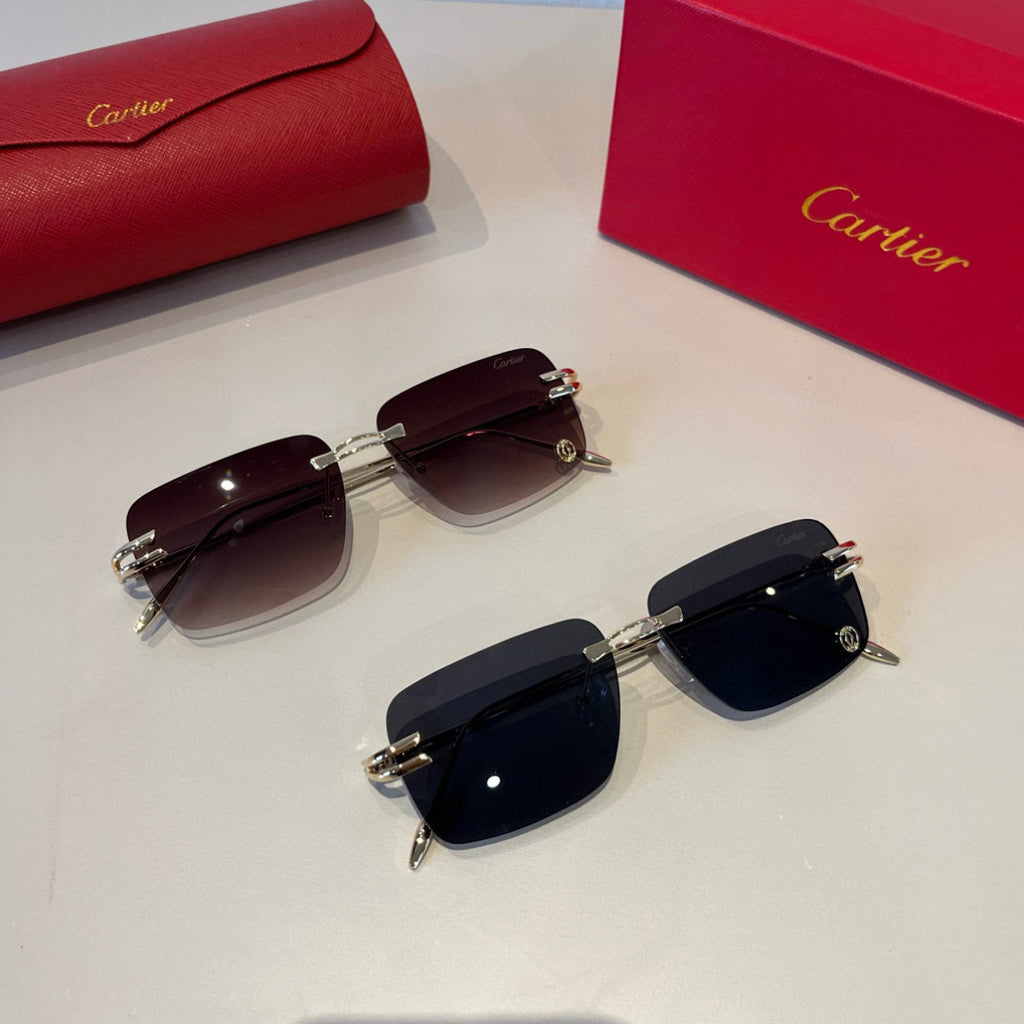 Cartier Lightweight Metal Rimless Silver Lens Sunglasses for Men & Wo - 935076 - detail image 11