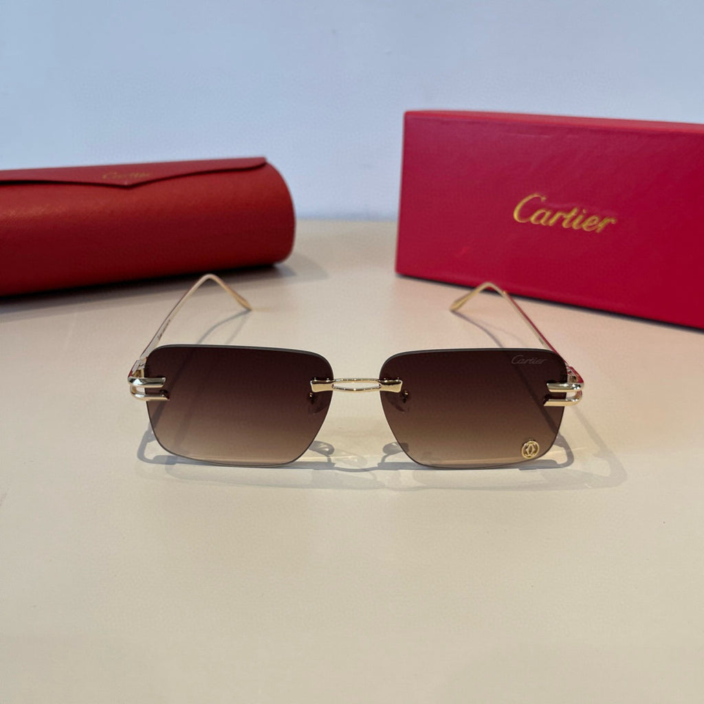 Cartier Lightweight Metal Rimless Red Lens Sunglasses for Men & Women - 382827 - detail image 3