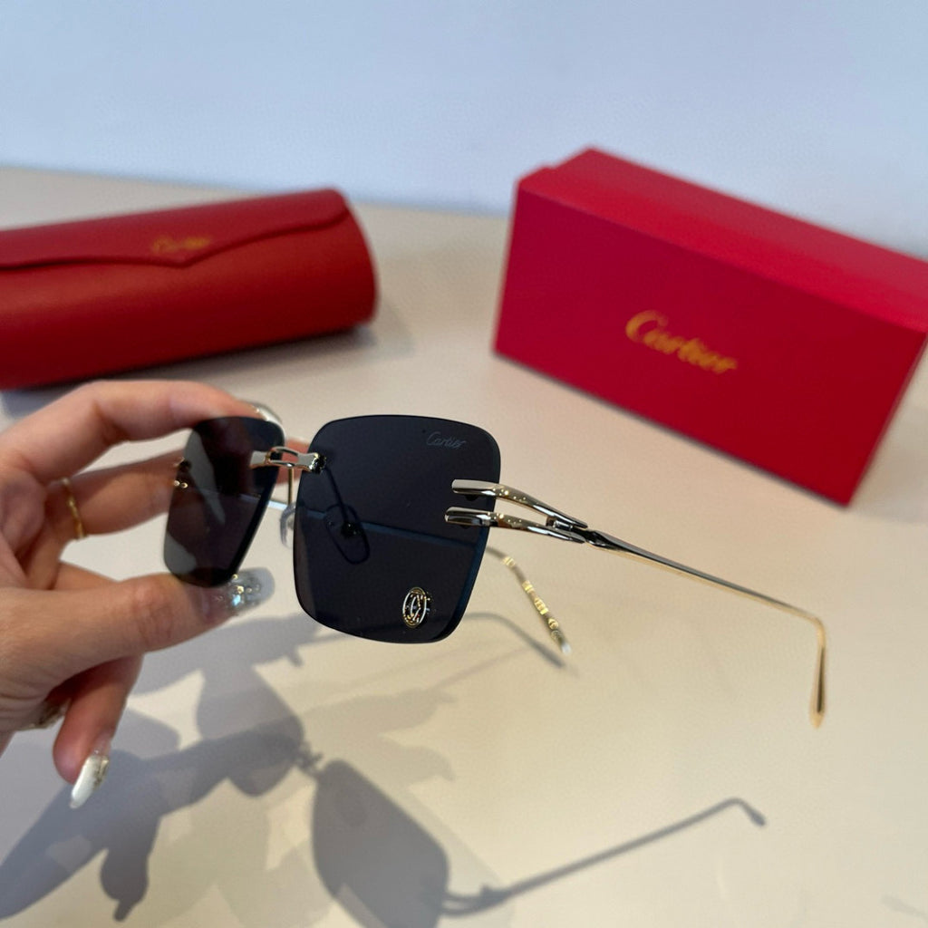 Cartier Lightweight Metal Rimless Silver Lens Sunglasses for Men & Wo - 935076 - detail image 5
