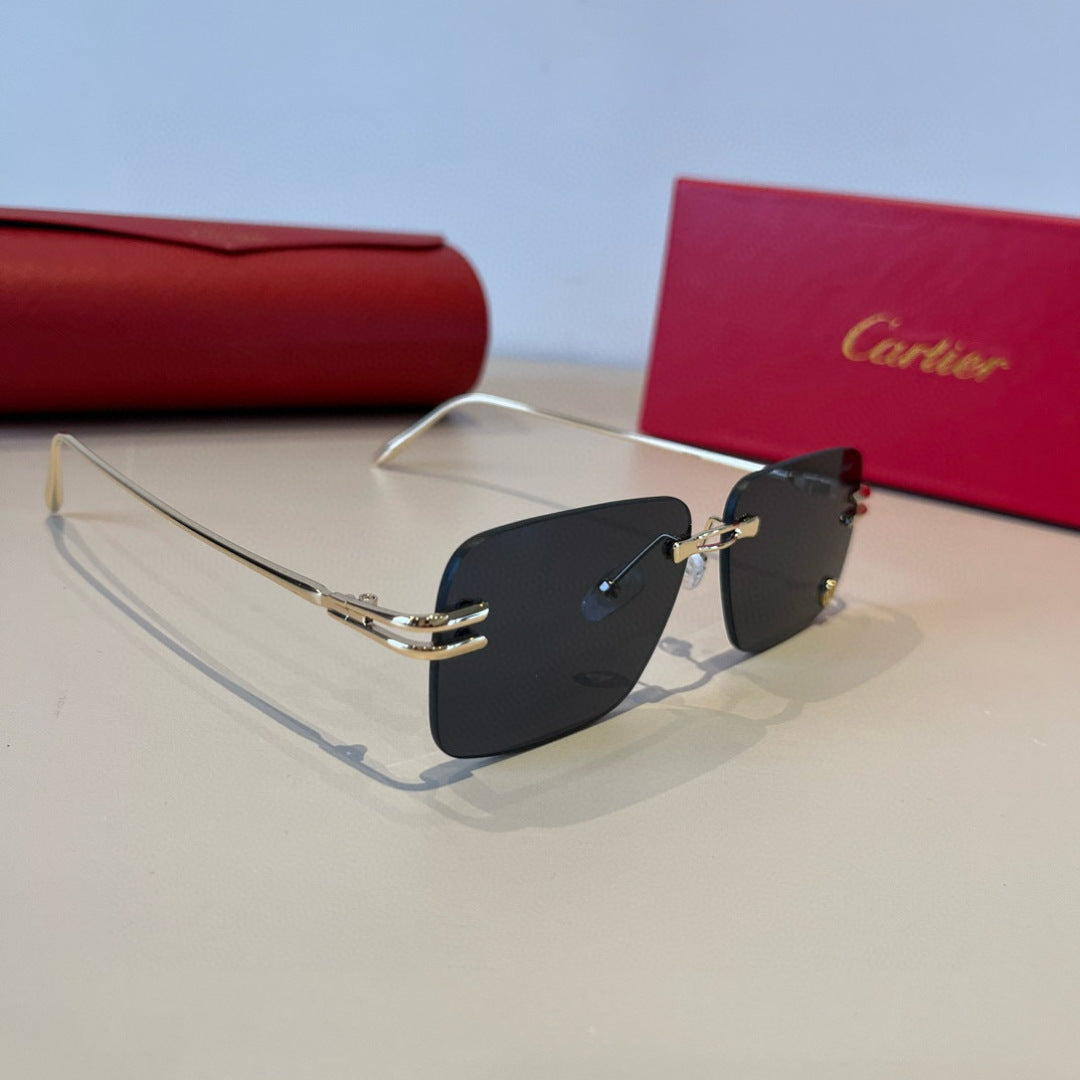 Cartier Lightweight Metal Rimless Silver Lens Sunglasses for Men & Wo - 935076