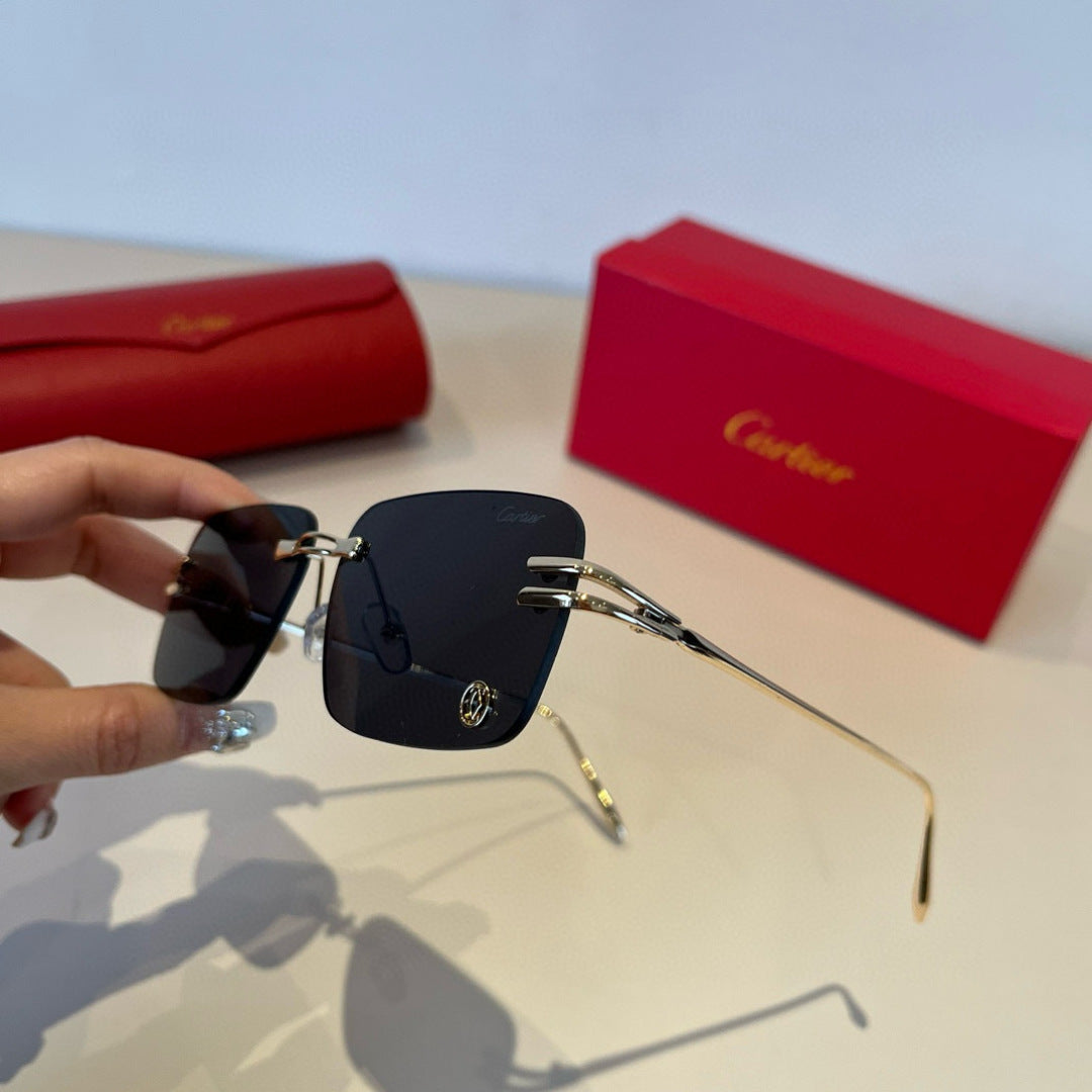 Cartier Lightweight Metal Rimless Silver Lens Sunglasses for Men & Wo - 382828 - detail image 6