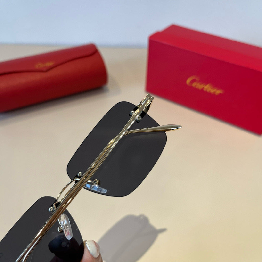 Cartier Lightweight Metal Rimless Silver Lens Sunglasses for Men & Wo - 382828 - detail image 8