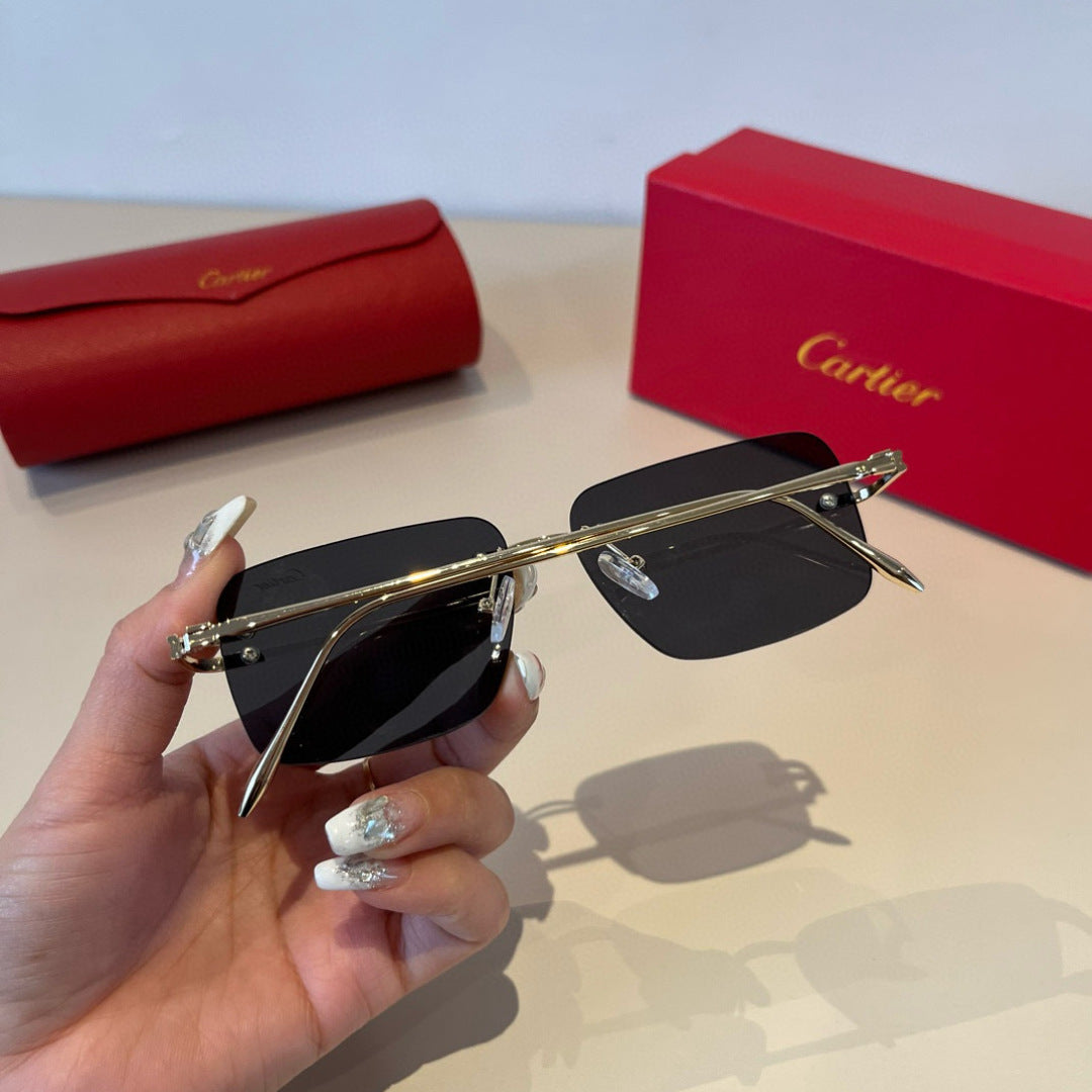 Cartier Lightweight Metal Rimless Silver Lens Sunglasses for Men & Wo - 935076 - detail image 9