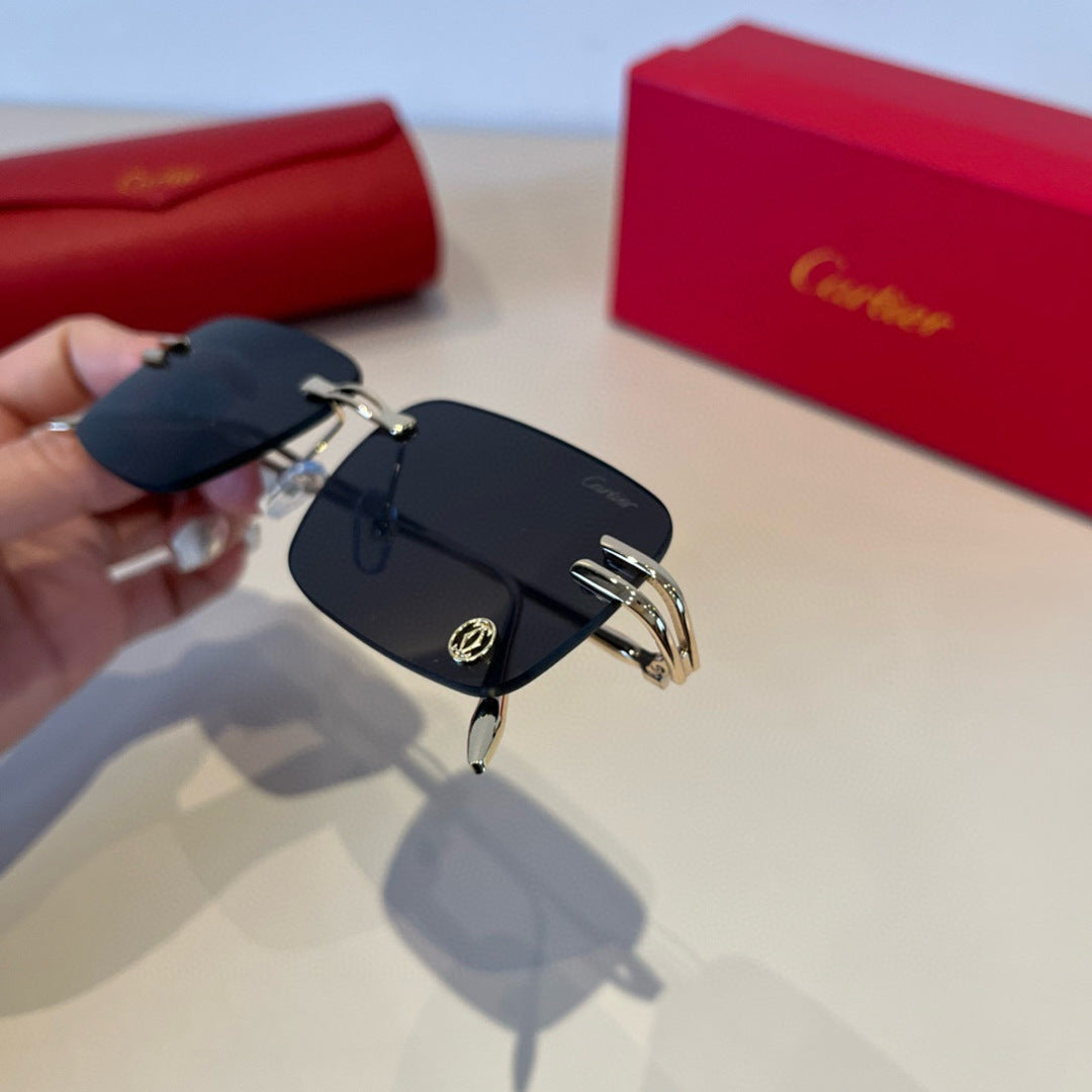 Cartier Lightweight Metal Rimless Silver Lens Sunglasses for Men & Wo - 382828 - detail image 7