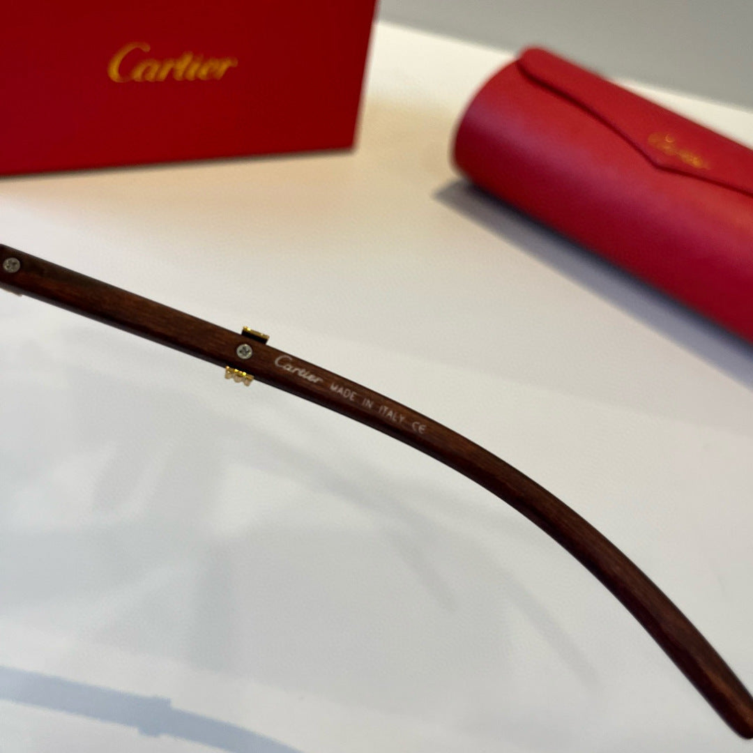 Cartier Lightweight Metal Rimless Brown Lens Sunglasses for Men & Wom - 372185 - detail image 8