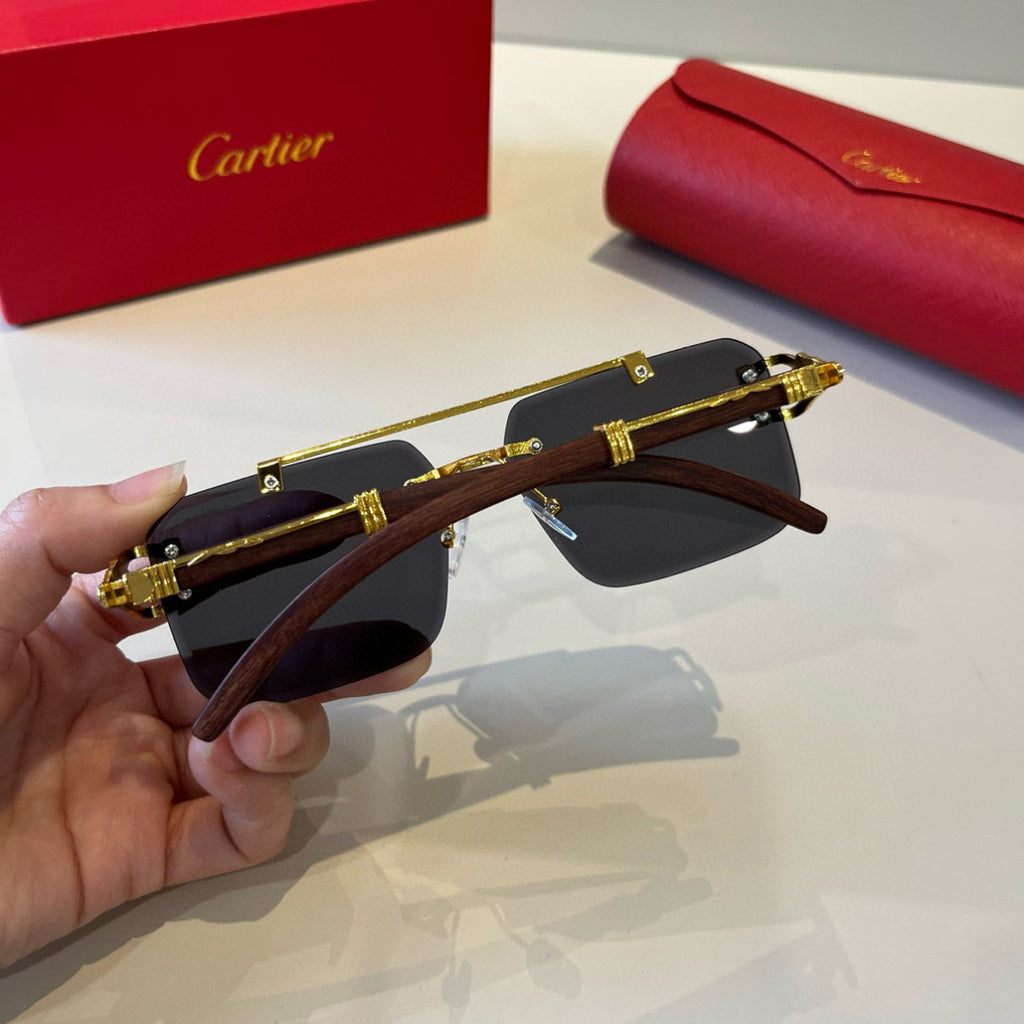 Cartier Lightweight Metal Rimless Silver Lens Sunglasses for Men & Wo - 372186 - detail image 6